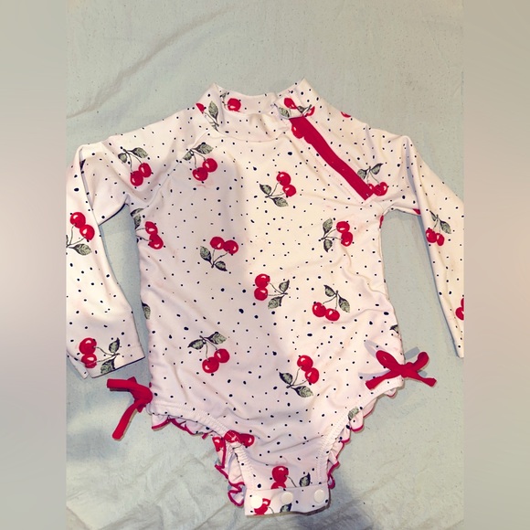 Beautiful 18 month old Long sleeve cherry swimsuit made my Jessica Simpson - Picture 1 of 7